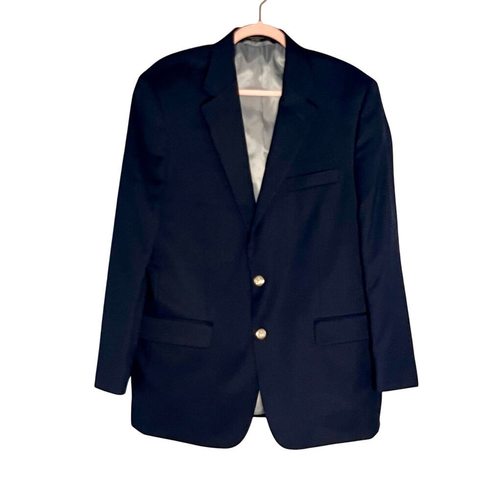 Eisenberg Navy Blue Blazer Men’s 42R Classic Fit Gold Crest Buttons Lined‎ Sport